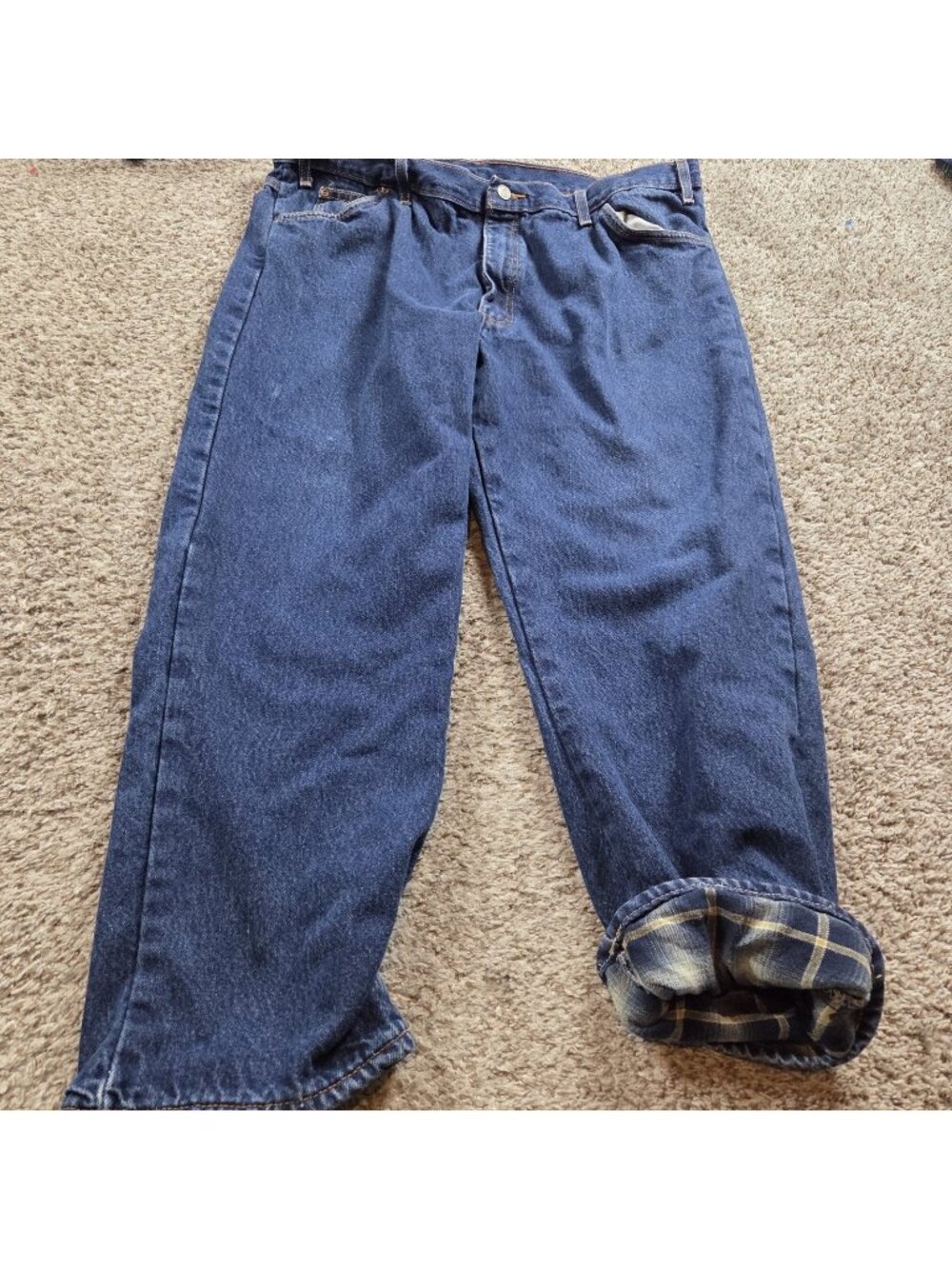 Dickies Jeans Mens 40x28.5 Tag 40x30 Flannel-Lined Heavy Denim Blue Workwear